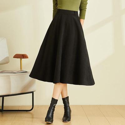 Новая женская миди-юбка А-силуэта с высокой талией, черная - Приталенный ретро стиль для осени/зимы