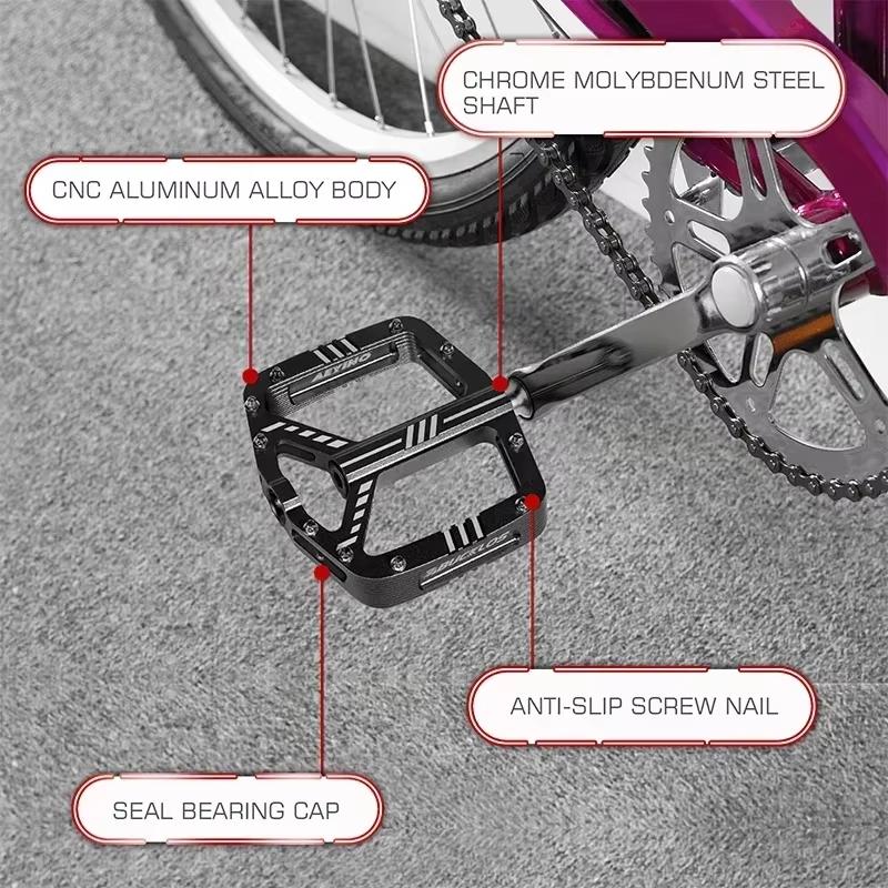 BUCKLOS Bicycle Pedal Sealed 3 Bearing Bike Pedals CNC Aluminum Alloy Anti-slip MTB Road Bike Wide Platform Pedal Cycling Parts