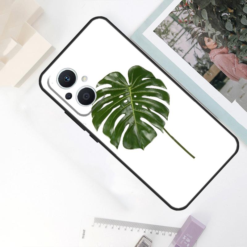 Green Monstera Leaf Case For OPPO Reno 8 7 6 5 4 Lite 10 Pro 11F 4Z 5Z 8T OPPO Find X2 X3 X5 Lite X6 Pro Cover