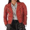 NOORA Womens Red Genuine Lambskin Leather Biker Jacket | Ladies Slim Fit Motocycle Jacket , Handmade Quilted Winter Leather Jacket