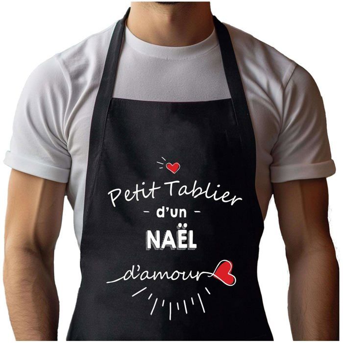 Tablier de cuisine - Naël d'amour - Noir - Impression bretonne - Coton résistant