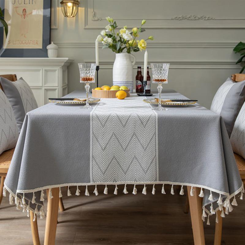 Жаккардовая крышка стола с кисточками и волнами для обеденной вечеринки, рождественская скатерть