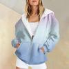 Women's Hoodies Casual Fashion Gradient Printed Long Sleeve Tops Pullover Hoodies Zipper Sweatshirts Coat