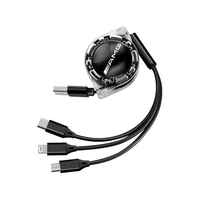3 In 1 Micro USB Type C Charging Cable Multi Charger For Mercedes Benz B/C/E/S Class GLC GLK CLA GLA Interior Mouldings SSSJX-BZ b1