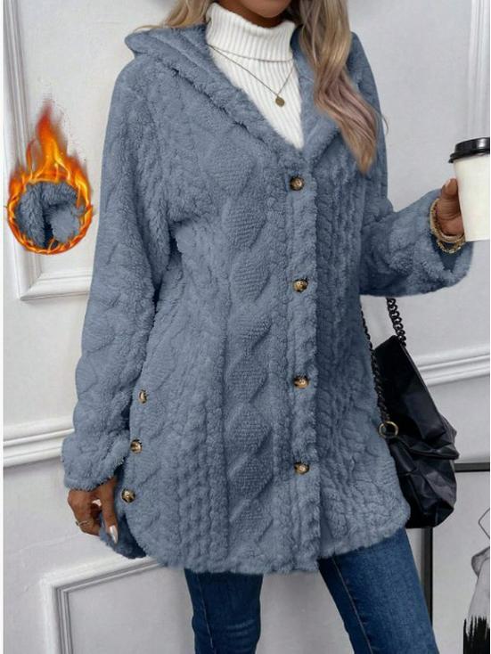 2024 Autumn/Winter European & American Hooded Solid Color Long Sleeve Cardigan Jacket