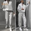 2 Pcs/Set Women Top Pants Set Half Zipper High Collar Long Sleeve Thickened Sweatshirt Stretchy Waist Ankle-banded Trousers Sport Fitness Tracksuit