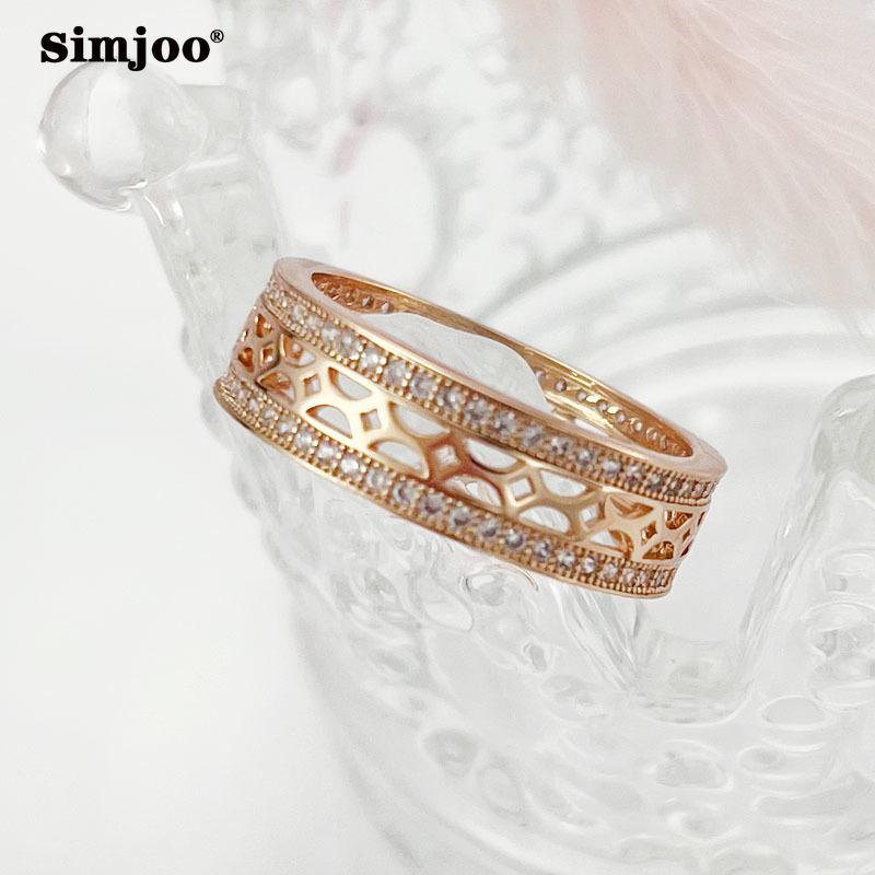 SIMJOO стильное кольцо цвета розового золота с цирконом, персонализированные свадебные украшения