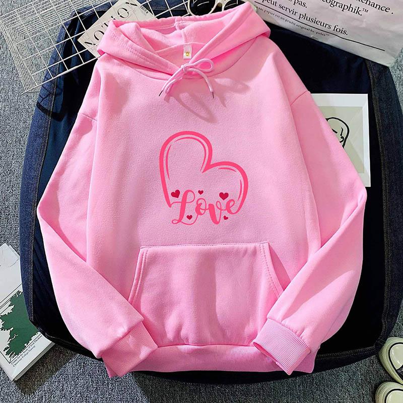 2025 Autumn Hoodie Women's Casual Hooded Sweatshirt Creative Hoodie Matching Streetwear Heart Pattern Monogram Hoodie CYXX109
