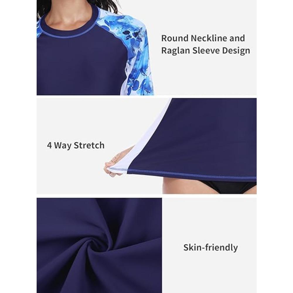 CHARMLEAKS Женский топ с длинным рукавом от солнца Rash Vest UPF 50+ Пляжные топы для плавания (Нет дна)