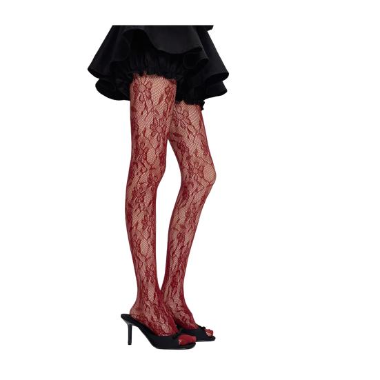 Женские колготки с ажурным узором в виде цветка лозы, ультратонкие, прозрачные, высокоэластичные, противоскользящие, однотонные, для свиданий, мини-юбка, подходящие чулочно-носочные изделия