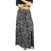 Women Long Black Skirt Printed With Slit Poly Cotton Bohemian Style