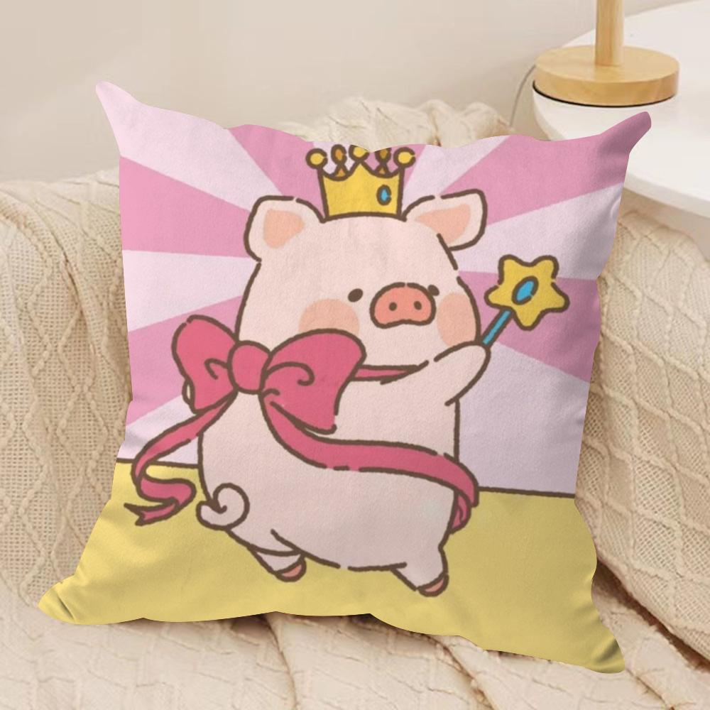 Мультяшная Розовая Наволочка L-Lulu Pig из Шелковистого Короткого Плюша, Двусторонняя Печать, для Подушки на Диван, Декор для Дома на Все Сезоны, Подарок