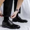 2026 New Men Leather Shoes Formal Elegant Dress Shoes Lace Up Man Casual Footwear Original Pointed Versatile Small Leather Shoes