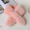 Faux Rabbit Fur Plush Cross Scarf Solid Color Neckerchief Wrap Winter Warm Neck Scarf  Girls