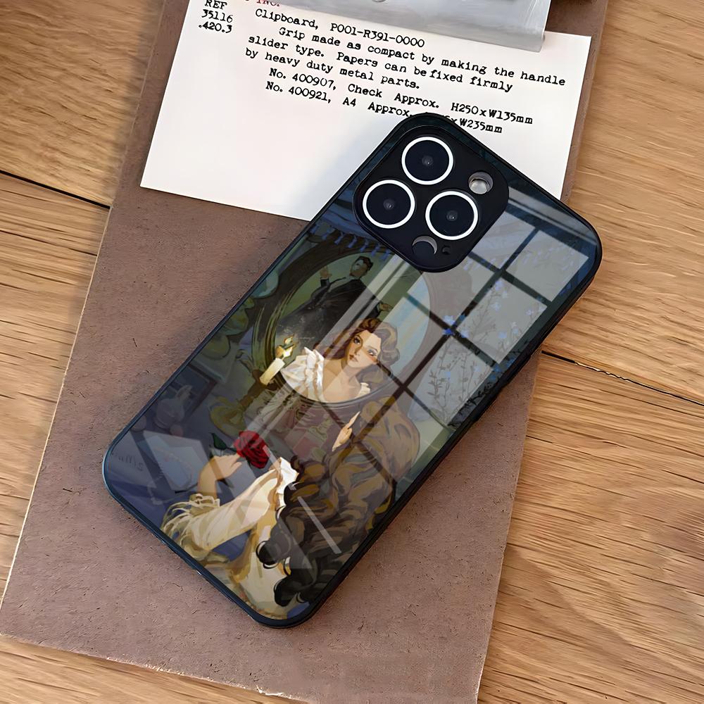 Чехол для телефона «Призрак Оперы» для iPhone 17 Air 16 E Pro Max 15 14 13 Mini 12 Pro 11 Max Plus Черная стеклянная крышка