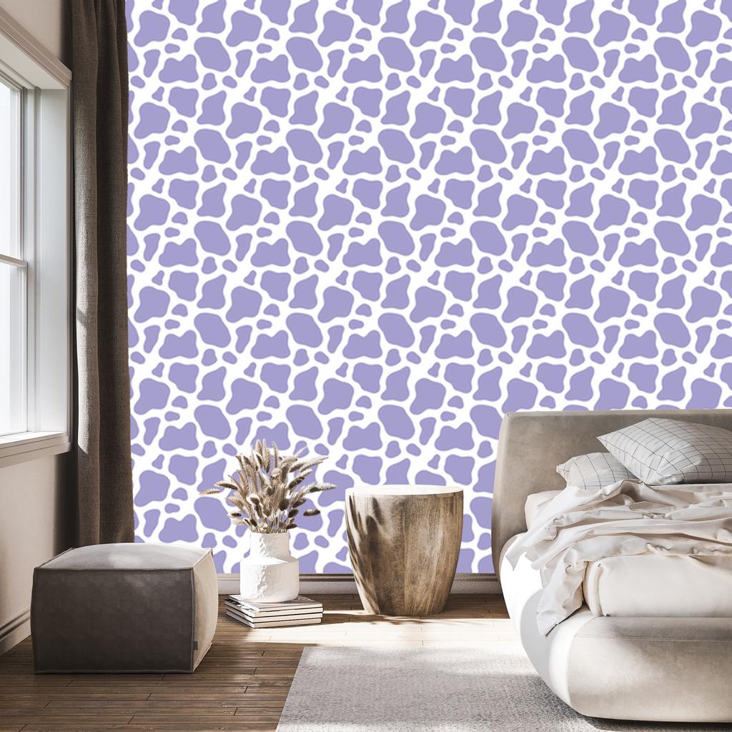 Cow Patches Wallpaper, Blue Background, Blue Center for Living Room and Bedroom 50x1000