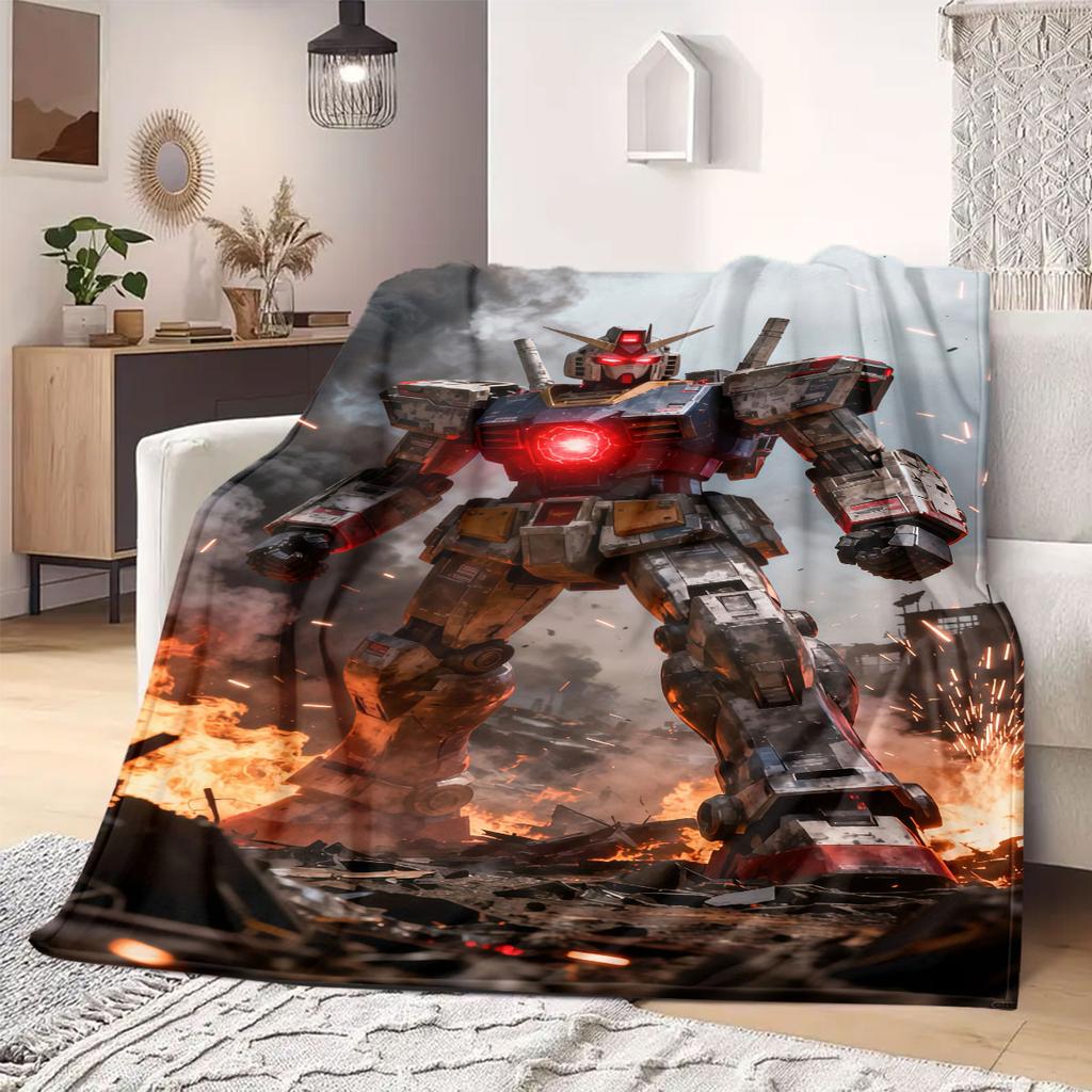 Gundam Universal Century Flannel Blanket Warm,Comfortable,Suitable for Bedrooms,Sofas,Beds,Chairs,Picnics,Travel