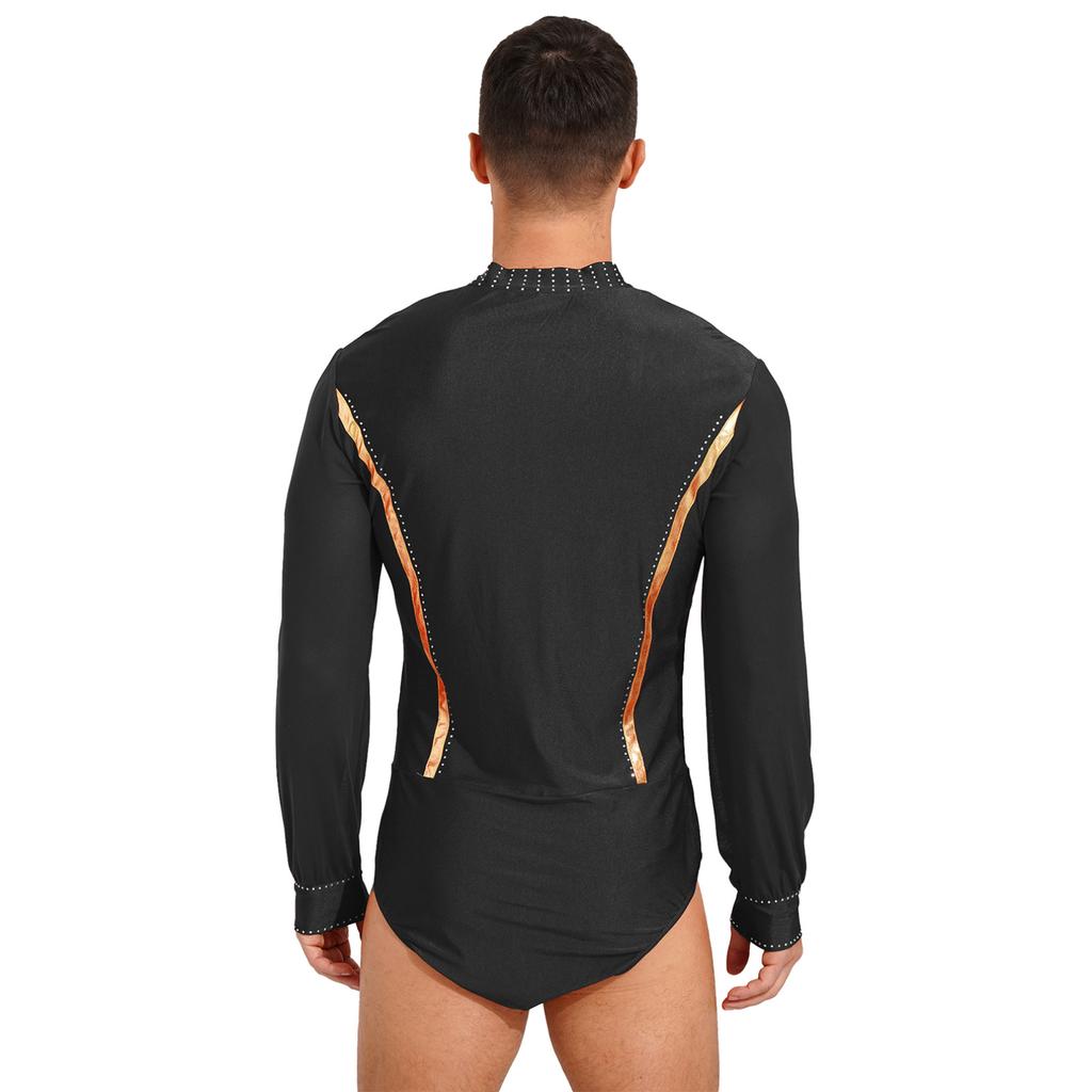 Мужской трико с длинными рукавами, бальный костюм, блестящий современный танцевальный трико, боди, костюм для косплея на Хэллоуин