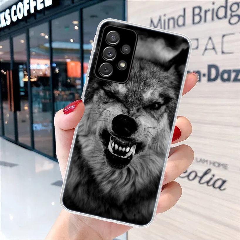 Чехол для телефона Samsung Galaxy A15 A14 A13 A12 A55 A54 A53 A52 A32 A35 A34 A33 A25 A24 A23 A22 A04S A03S A02S Gal с изображением свирепого волка