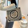Tote Bag Ethnic Style Handbag Canvas Embroidery Shoulder Bag Geometric Cloth Bag  Storage Bag
