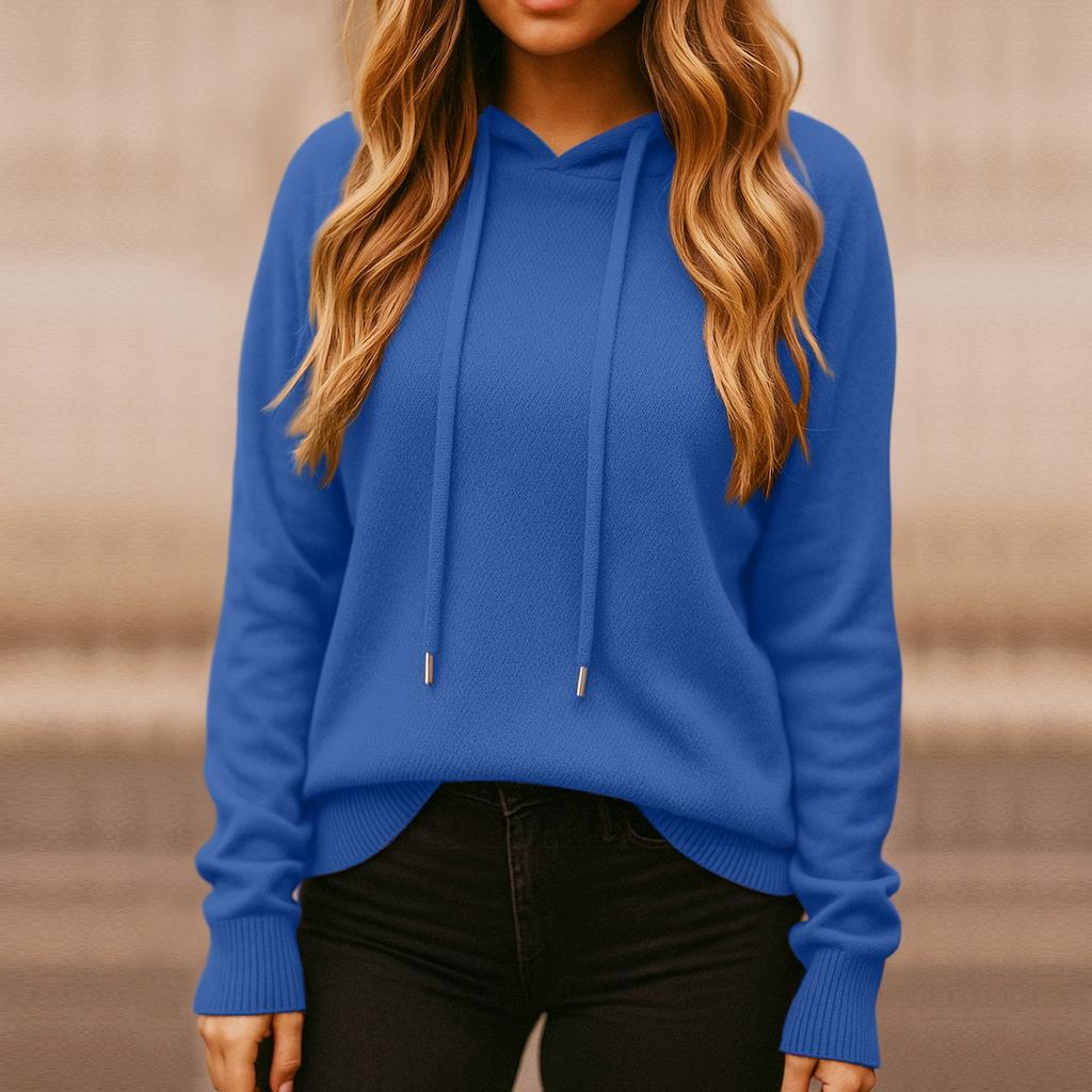 Женский свитшот, Вязаный свитер, Повседневный свитер с капюшоном