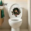 Humid Resistant Bathroom Wall Stickers Christmas 3D Toilet Sticker, Cute Elf Boy Breaking Through Decal, Home Decoration Accessories Funny Cracked