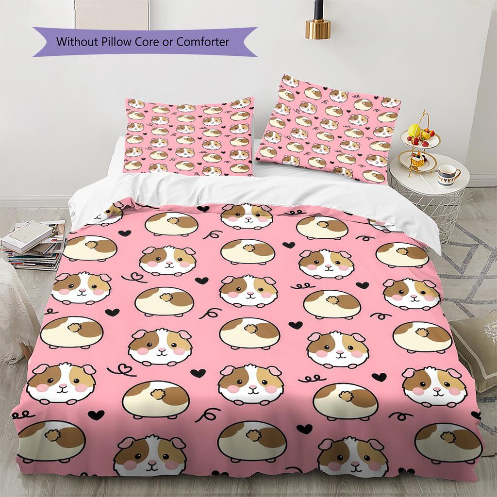 Pink Cartoon Art Pattern Bedding,Quilt Set Quilt Cover Pillowcase Home Birthday Gift (1 * duvet cover + 2 * pillowcase, without core)