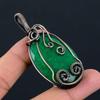 Lab-Created Emerald Gemstone Pure Copper Wire Wrapped Handmade Pendant Jewelry For Gift