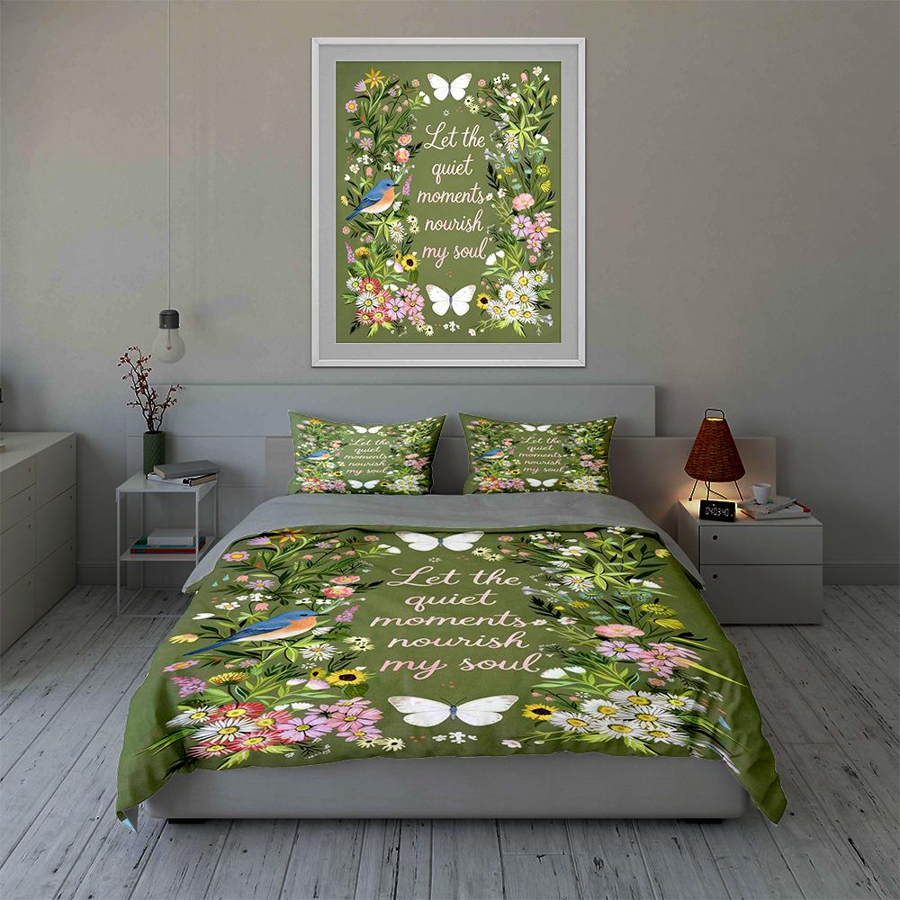 Floral, butterfly, serene. Bedding Duvet cover sets Duvet covers Pillowcases gifts (1 * Duvet Cover 2 * Pillowcases, without duvet insert)