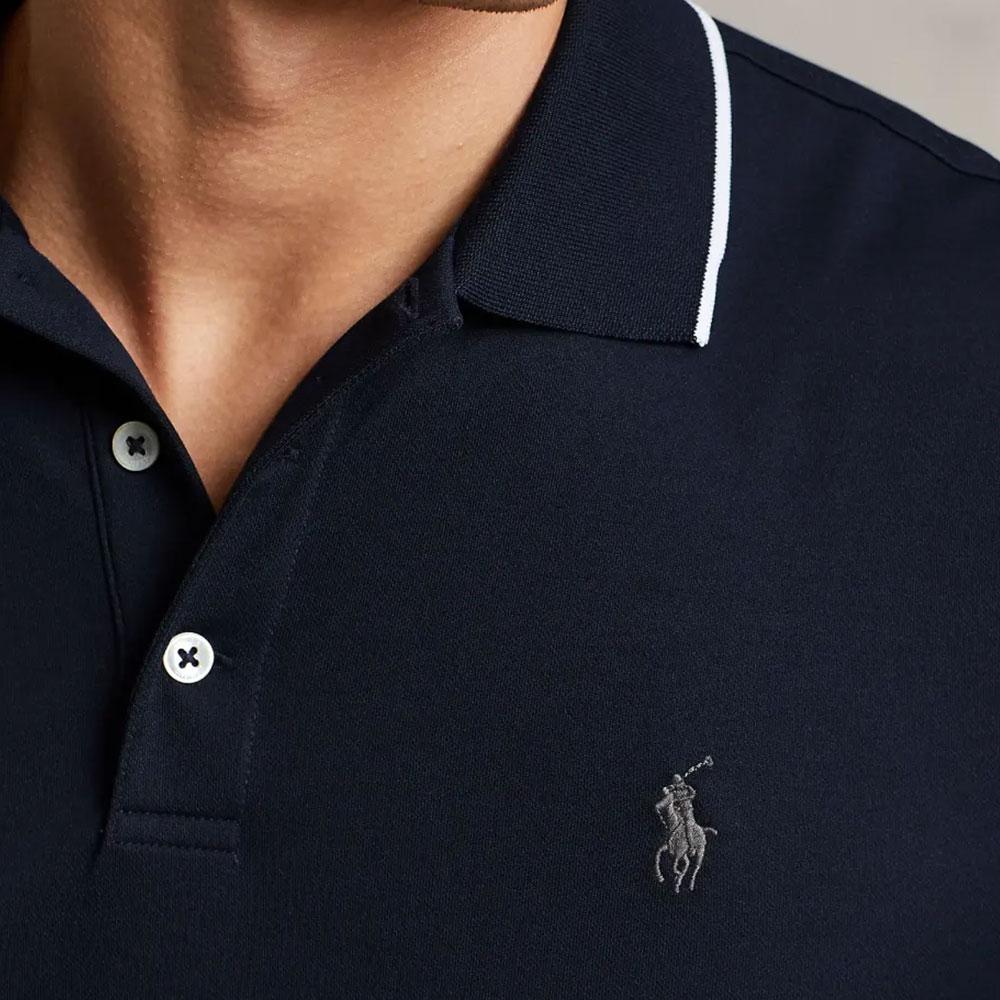 Polo Ralph Lauren Ss23 Однотонная рубашка поло с вышитым логотипом и длинными рукавами, мужские топы, темно-синие MNPOKNI16822229-410