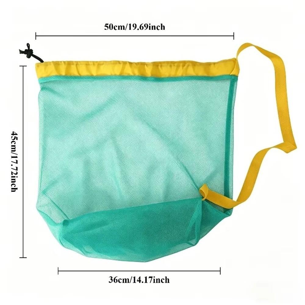 Portable Drawstring Beach Bag Large Capacity Swim Toy Storage Bag Mesh Beach Bag Beach Activities