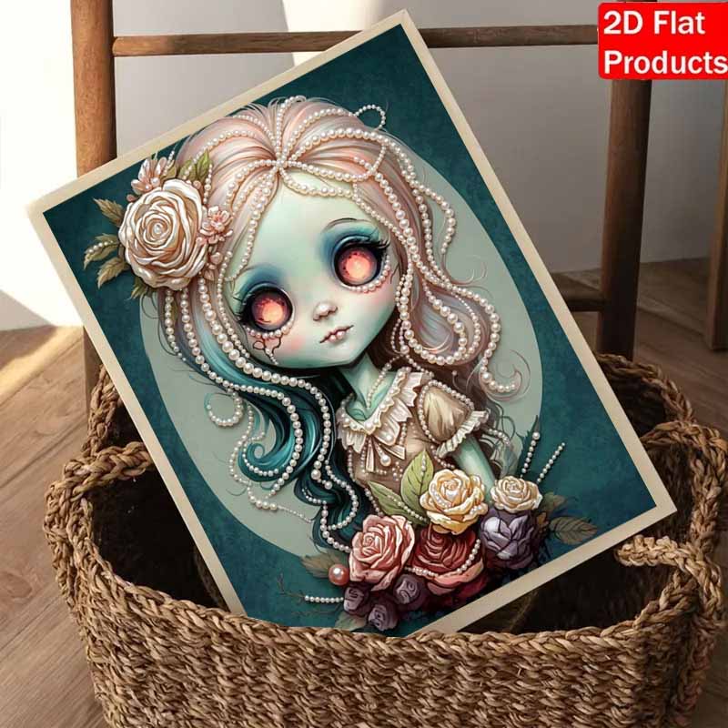DIY 3D Картина жемчугом Холст Элегантный портрет цветочной девочки Расслабляющее хобби Набор для творчества для взрослых Домашнее украшение стен