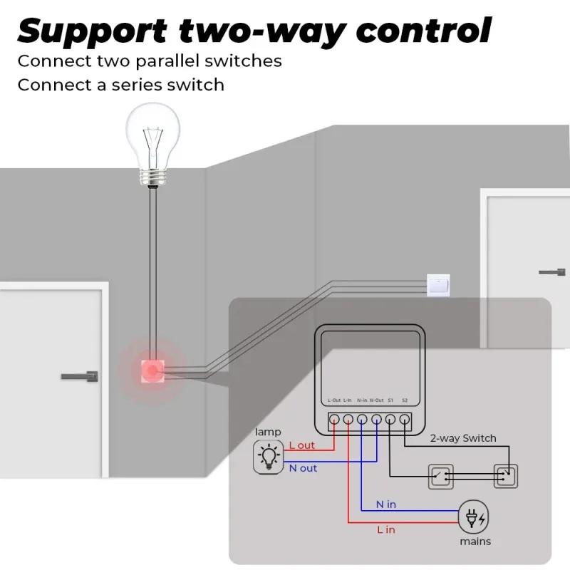 Tuya ZigBee3.0 Умный Модуль Выключателя Света 16А MiNi DIY Автомат Поддерживает 2-стороннее Управление Удаленное Управление через Приложение для Alex Google Home