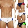 Men Swimming Briefs Low Waist Anti-exposure Drawstring Color Matching Soft Quick Dry Breathable Slim Fit Bathing Surfing Water Sports Swimming Trunks
