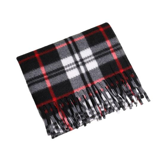 Double-Sided Velvet Scarf With Tassel Decoration Plaid Print Autumn Winter Warm Cashmere-Like