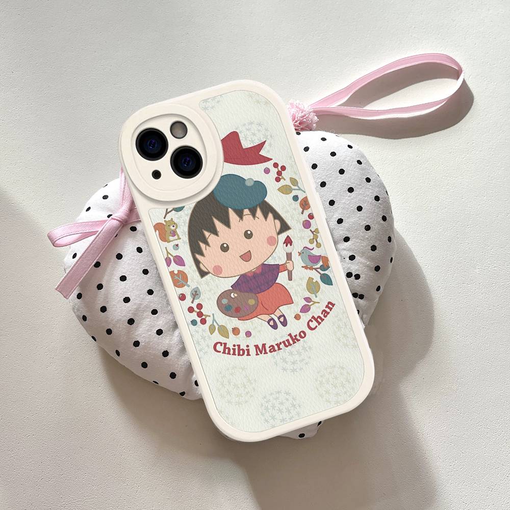 Чехол для телефона Catoon Chibi M-Maruko ChanS для IPhone 16 15 14 13 12 11 Pro Max Plus Ударопрочный кожаный чехол
