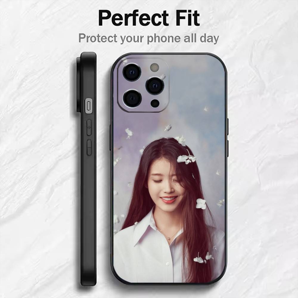 Чехол для телефона с принтом I-U J-Ji-eun Lee-e Для iPhone17,16,15,14,13,12 Plus,Max Мягкий силиконовый Черный чехол