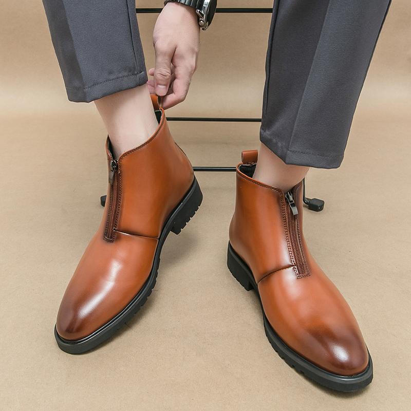 Модные мужские ботинки челси из натуральной кожи в стиле ретро, модные мужские ботильоны, мужские повседневные короткие ботинки в британском стиле, туфли с острым носком и толстой подошвой