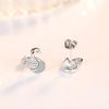 Womens Korean Fashion Anti-allergy 925 Silver Plated Simple Little Ear Stud Earrings Female Small Ear Jewelry Gifts
