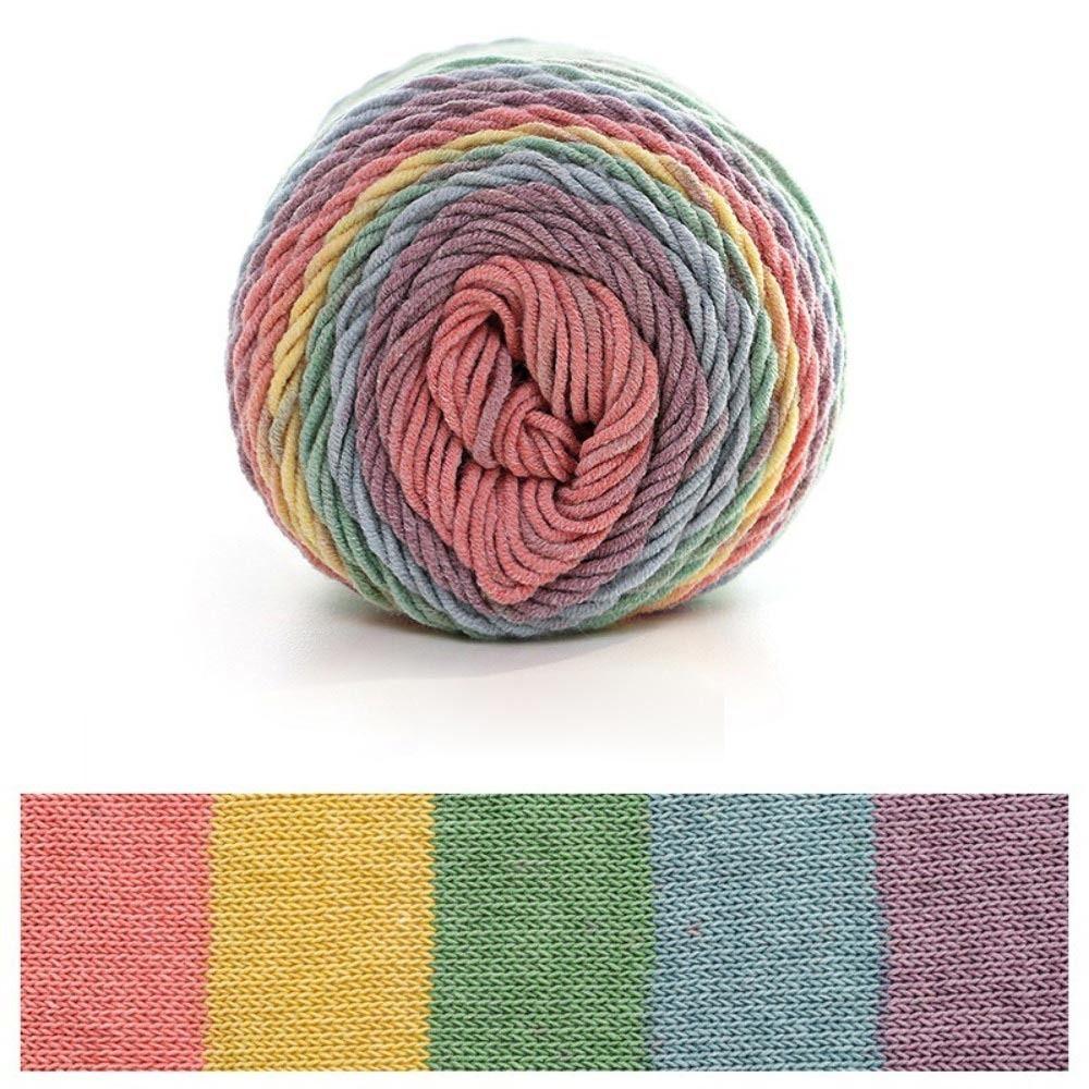 Rainbow Color Crochet Knitting Cotton Rainbow Cotton Yarn Warm Milk Cotton  Scarf