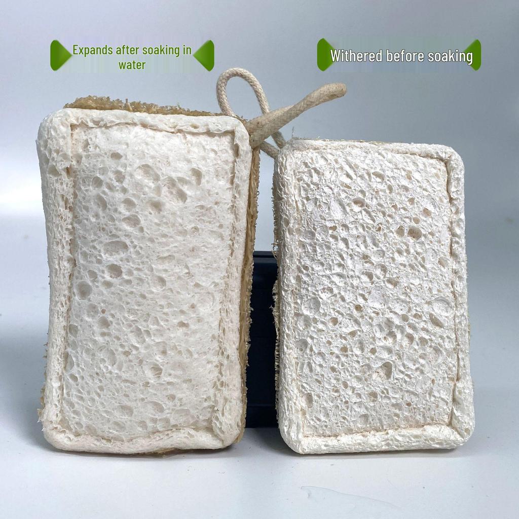 Натуральная мочалка из люфы, древесной массы и хлопка для мытья посуды и чистки – Впитывающая чистящая губка для кухни и ванной