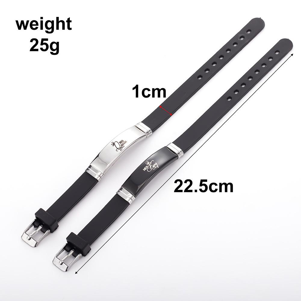 Европейские и американские регулируемые силиконовые браслеты-короны для пар - дизайн QUEEN & KING