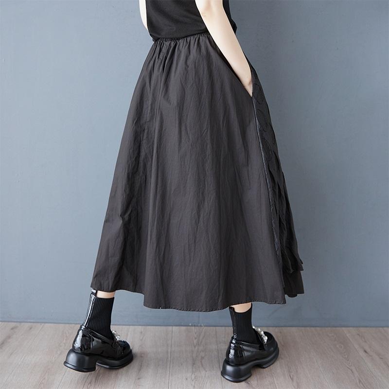 Black Cotton Mesh Plus Size High Waist Vintage Spring Summer Casual Loose Long for Woman Skirts Womens Skirt
