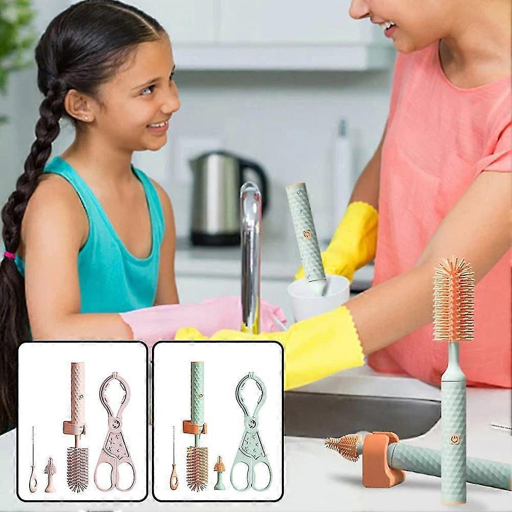 3PCS/4PCS Electric Bottle Cleaning Brush Reusable Water Bottle Cleaning Brush for Baby Bottle Pacifier