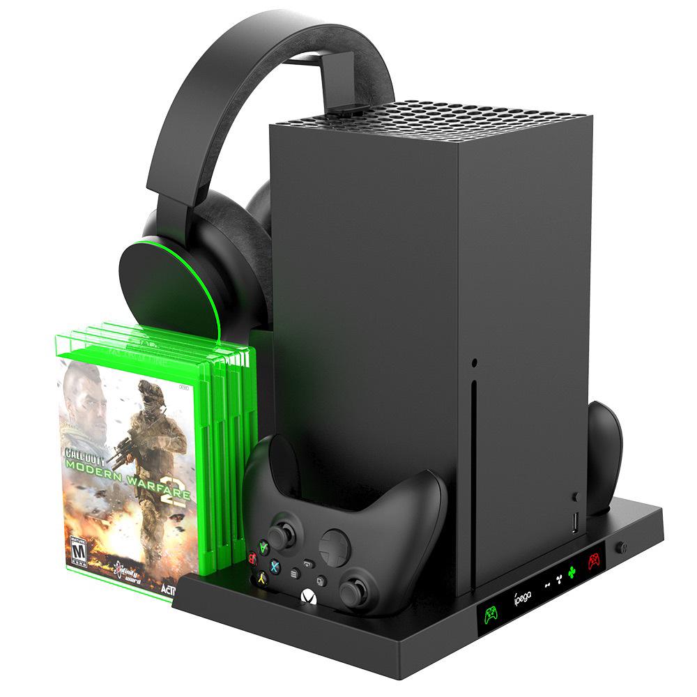Охлаждающая подставка для Xbox Series X с зарядным устройством, подставкой для наушников и хранилищем для игр