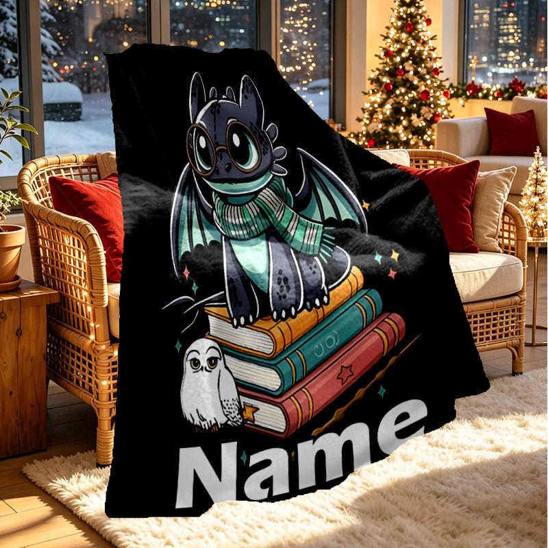 Custom Name Personalized How to Train Your Dragon Print Blanket, Home Decor, Bedroom, Sofa, Camping, Couch, Gifts for Birthday Christmas