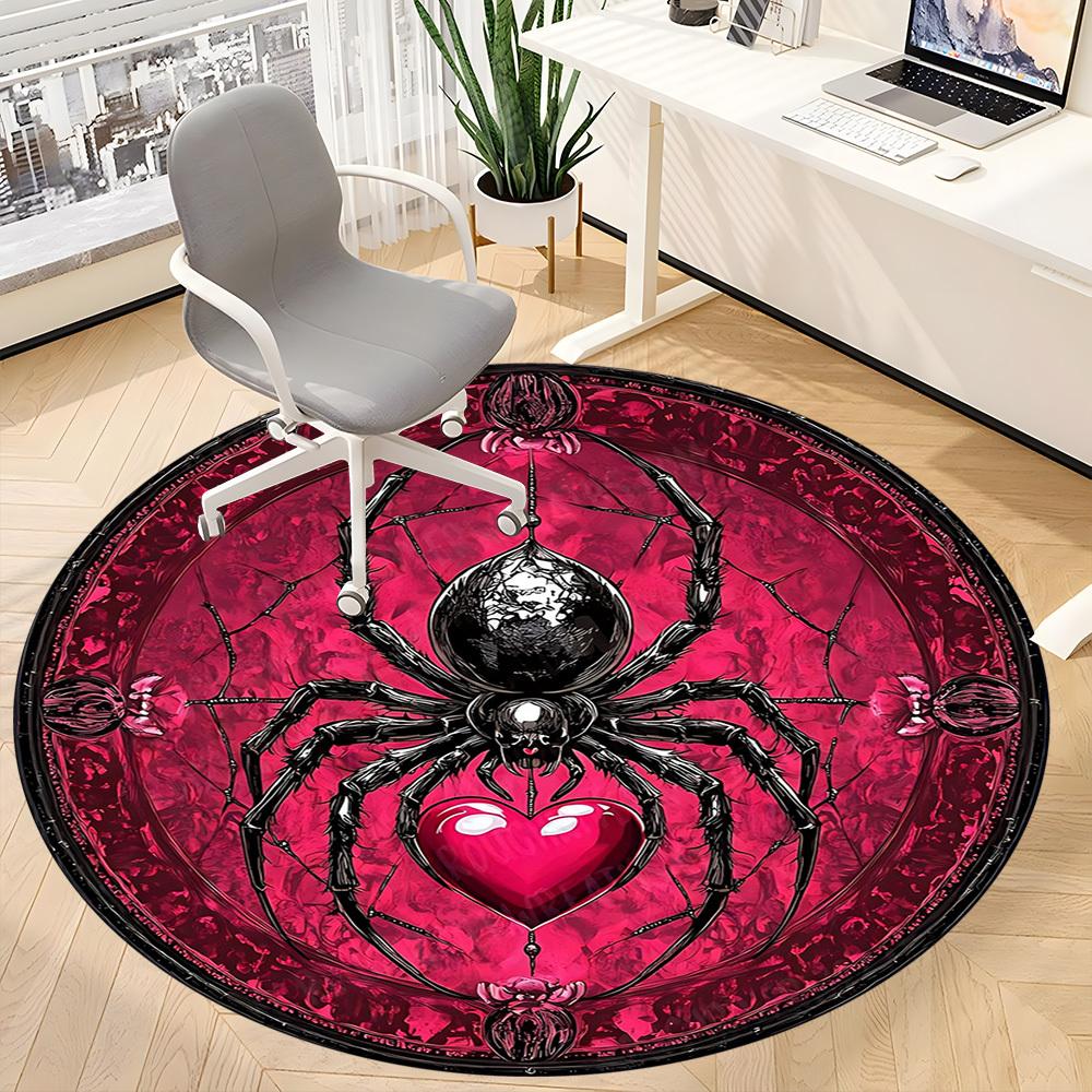 1PC Spider Web Office Round Area Rug, Mat Suitable For Office, Under Office Chairs Bedroom Living Room Home Decor, Room Deco