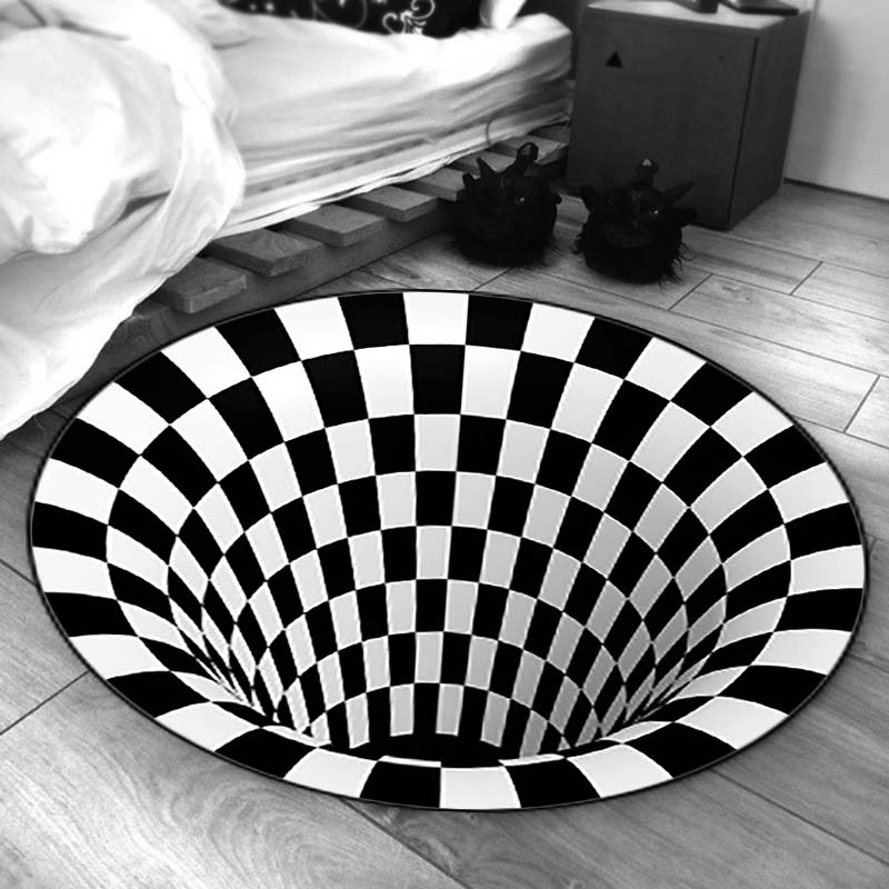 Круглые коврики Vortex, 3D напольный коврик, ковер, визуальный для гостиной, бездонное отверстие, ковер с оптической иллюзией, вихревой принт, круглый сетчатый коврик, игрушки для собак