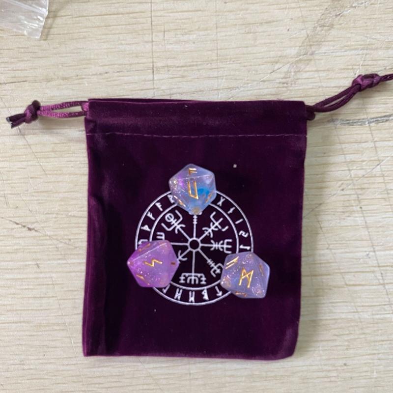 3 Pcs 8-Sided Rune Dice Resin Assorted Polyhedral Dices Set Divination Table Board Roll Party Cards Playing Game Toy