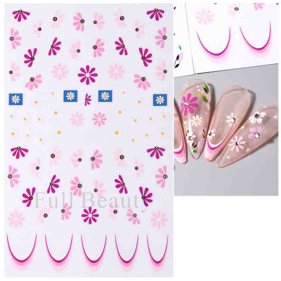 Красочные абстрактные волнистые линии 3D наклейки для дизайна ногтей цветок цветочный лист наклейки для ногтей украшения для ногтей